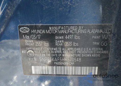 2017 Hyundai Sonata Sport z USA, uszkodzony, nr VIN 5NPE34AF5HH570548